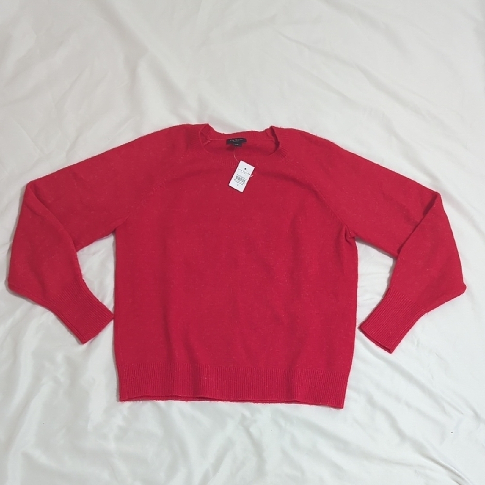 NWT ANN TAYLOR Button Sleeve Sweater, Color Red Size S